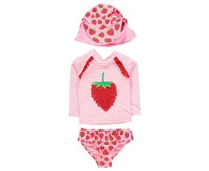 Crafted Girls 3 Piece Swim Set Kids - Strawberry