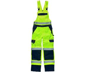 Dickies Mens Industry Hi Visibility Bib And Brace Coveralls - Yellow / Navy