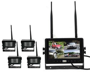 Digital Wireless 7" Quad Monitor Splitscreen CCD Reversing Camera 12V 24V 2.4GHz 4 camera package