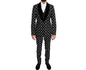 Dolce & Gabbana Black Crown Wool Stretch Slim Fit Suit