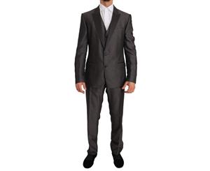 Dolce & Gabbana Gray Silk Wool Martini Slim Fit 3 Piece Suit