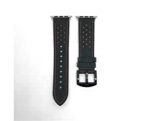 Dotted Design Genuine Leather Band for Apple Watch - Green Dotted Orange