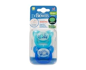Dr Brown's Orthodontic Glow in the Dark Soother 0-6 months Twin Pack