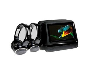 Dual 7" Touch Screen Car Headrest Media Player with Wireless Headphones