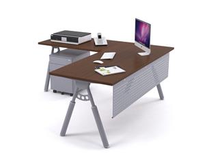 Elements 1000 - L-Shaped Corner Office Desk Silver JC Leg [1600L x 1800W] - wenge silver modesty