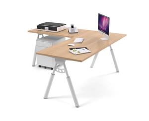 Elements 1000 - L-Shaped Corner Office Desk White JC Leg [1800L x 1800W] - maple none