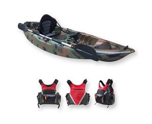 FIND Stealth 2.7 Single Fishing Kayak Including PFD Life Vest - Jungle Camo