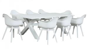 Floret 9-Piece Outdoor Rectangular Dining Setting - White