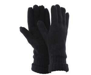 Floso Mens Thinsulate Knitted Winter Gloves (3M 40G) (Black) - GL432