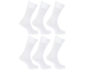 Floso Womens/Ladies Plain 100% Cotton Socks (Pack Of 6) (White) - W208