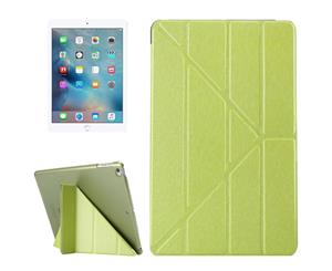 For iPad 20182017 CaseElegant Silk Textured 3-folding Leather CoverGreen