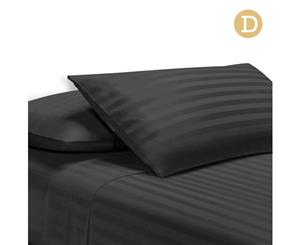 Giselle Bedding 1000TC Egyptian Cotton Satin Bed Sheet Set Flat Fitted Strip D Black
