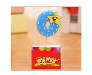 Happy Star Birthday Toppers Candles - number 0 Blue Birthday Candle