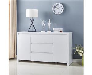 High Gloss Piano Finish White Buffet Sideboard with 3 Drawers