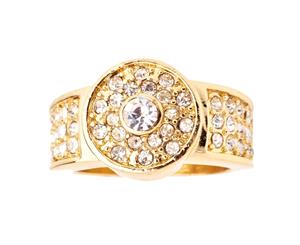 Iced Out Bling Hip Hop Designer Ring - BUTTON CZ gold