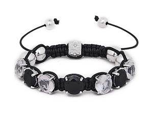 Iced Out Unisex Bracelet - PRONG Beads black / silver - Black