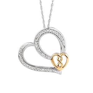 Infinitas Heart Pendant with 0.20 Carat TW of Diamonds in Sterling Silver & 10ct Yellow Gold