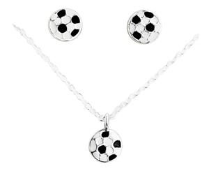 Kids Silver Football Necklace and Earrings Set