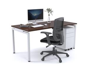 Literail Office Desk White Floating Sqaure Leg [1800L x 800W] - wenge none