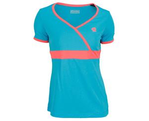 Lotto Women's Noa Tennis Shirt Top Performace - Java/Fluro Pink