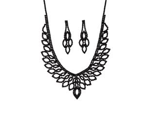 Lovisa Black Decorative Cup Chain Earring Necklace Set