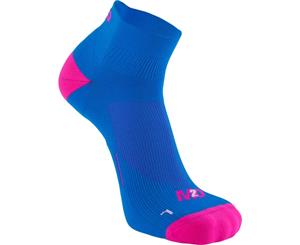 M2O Low Rise 1/4 Cycling and Sports Compression Bike Socks Blue/Pink