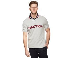 Nautica Men's Jersey Tipped Logo Polo - Grey
