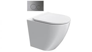 Parisi Ellisse MK II Wall Faced Toilet Suite with Tondo Round Chrome Flush Plate