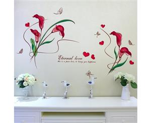 Pink Flower Bedroom Background Removable Wall Decoration (Size 156cm x 105cm)