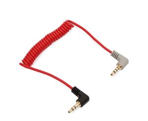 REYTID Replacement Coiled SC7 Cable for Rode iOS Patch - TRRS to TRS - Microphone / Audio / Lavalier to Smartphone Wire 3.5mm 40cm 15" 0.4m - Red