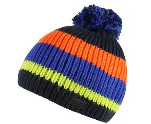 Regatta Boys Davin Knitted Pom Pom Warm Walking Winter Beanie Hat - Navy Multi