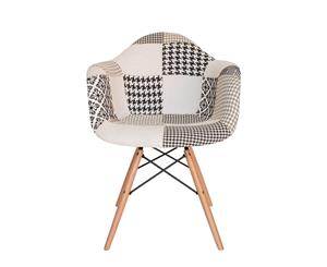 Replica Eames DAW Eiffel Chair | Fabric Seat | Natural Wood Legs - Multicoloured V3