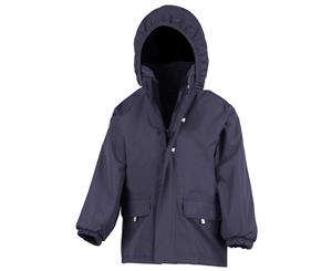 Result Childrens Unisex Rugged Stuff Long Lined Hooded Coat (Navy) - RW3216