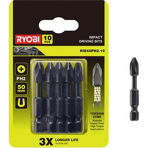 Ryobi 50mm PH2 Impact Driving Bits - 10 Pack