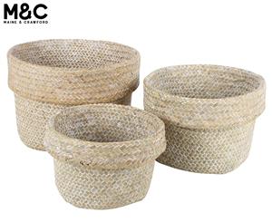 Set of 3 Maine & Crawford Whitehaven Seagrass Folded Storage Baskets