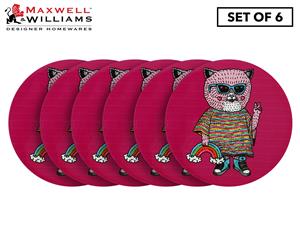 Set of 6 Maxwell & Williams 10.5cm Mulga The Artist Ceramic Round Coaster - Cat