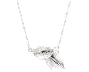 Short Story Duo Leaves Necklace - Silver