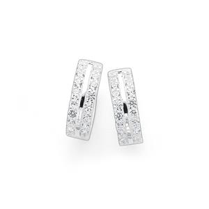 Silver 10mm Cubic Zirconia Huggie Earrings