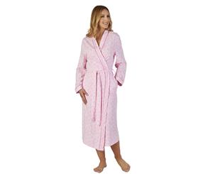 Slenderella HC2108 Meadow Jersey Floral Dressing Gown - Pink