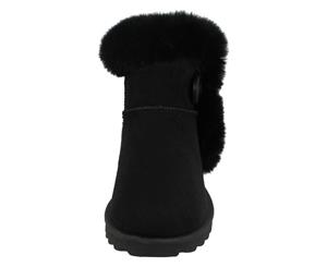 Spot On Girls Fur Trim/Lined Ankle Boots (Black) - KM710