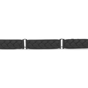 Stainless Steel Black Leather Bar Bracelet