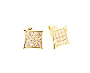Sterling 925 Silver MICRO PAVE Earrings - ICEY gold 8mm - Gold