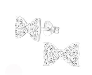 Sterling Silver Kids Bow Stud earrrings made with Swarovski Crystal