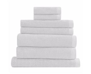 Style & Co Resort 600 GSM Egyptian Cotton Jacquard 7-Piece Towel Set Bath Hand Towel Face Washer White Chocolate