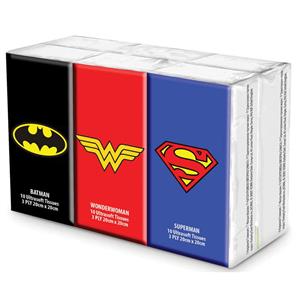Superhero Pocket Tissues 6 Pack - Batman Wonder Woman and Superman