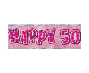 Unique Party 50Th Birthday Pink Glitz Foil Banner (Pink) - SG12611