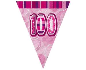 Unique Party Pink 100 Glitz Pennant Bunting (Pink) - SG13498