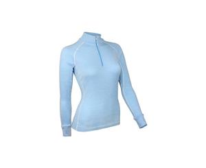 Wilderness Wear Women's Merino Fusion 190 Long Sleeve Zip Neck - Blue