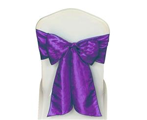 10 x Purple Satin Wedding Chair Sash 280x16cm Tie Bow Ties