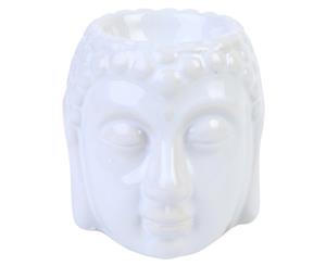 1pce 8.5cm Buddha Oil Burner White Glazed Ceramic - White